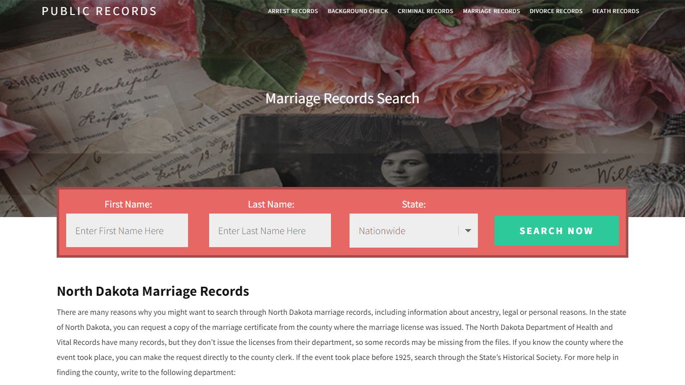 North Dakota Marriage Records | Enter Name and Search. 14Days Free